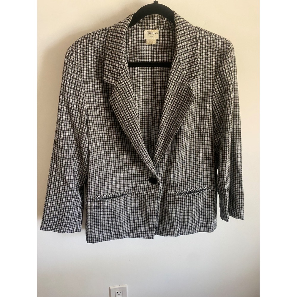 Modern Essentials Petite Womens Black White Micro Check Blazer Jacket 999883P PM